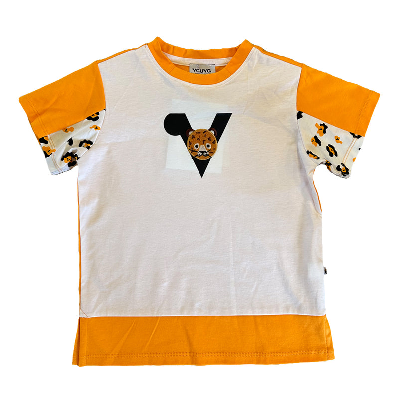 Vauva SS23 Safari - Boys Leopard Logo Color Matching Cotton Short Sleeves Top
