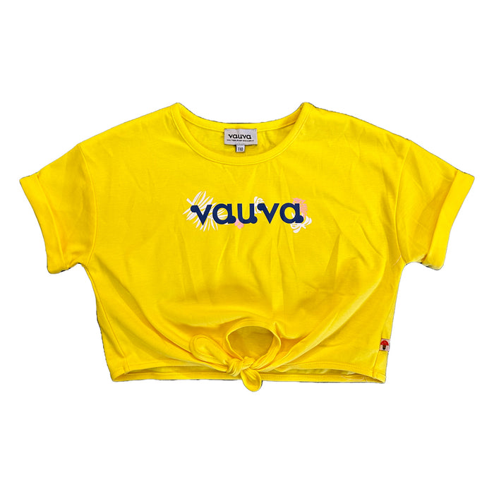 Vauva SS23 Safari - 女童 Vauva 標誌印花棉質短袖上衣（黃色） 