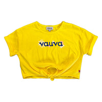 Vauva SS23 Safari - Girls Vauva Logo Print Cotton Short Sleeves Top (Yellow)-product image front