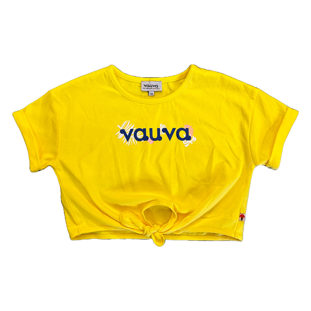 VAUVA Vauva SS23 Safari - Girls Vauva Logo Print Cotton Short Sleeves Top (Yellow) Tops