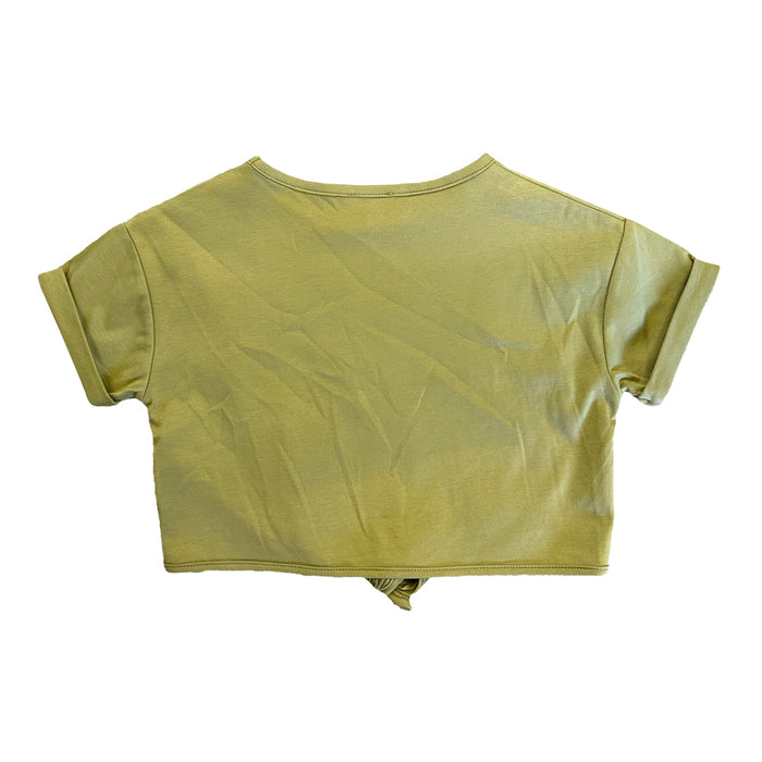 Vauva SS23 Safari - Girls Vauva Logo Print Cotton Short Sleeves Top (Olive Green) - My Little Korner