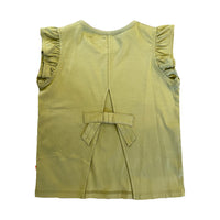Vauva SS23 Safari - Girls Tiger Print Ruffle Cotton Short Sleeves Top (Olive Green)
