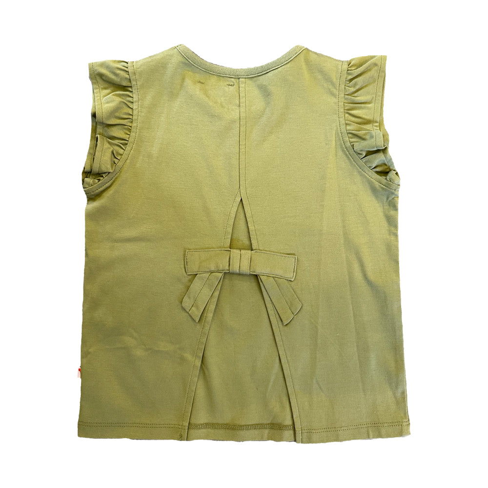 VAUVA Vauva SS23 Safari - Girls Tiger Print Ruffle Cotton Short Sleeves Vest (Olive Green) Vest