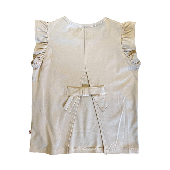 Vauva SS23 Safari - Girls Tiger Print Ruffle Cotton Short Sleeves Vest (Khaki)