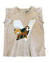 VAUVA Vauva SS23 Safari - Girls Tiger Print Ruffle Cotton Short Sleeves Vest (Khaki) Vest