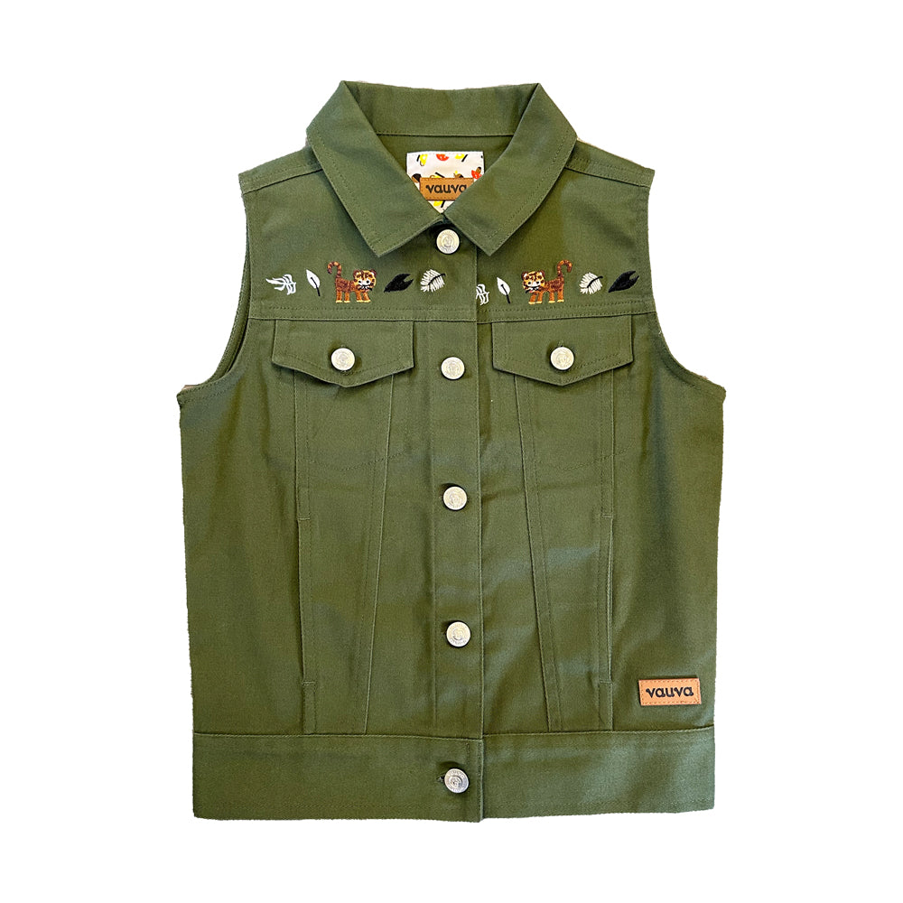 VAUVA Vauva SS23 Safari - Girls Tiger Embroidery Cotton Vest Vest