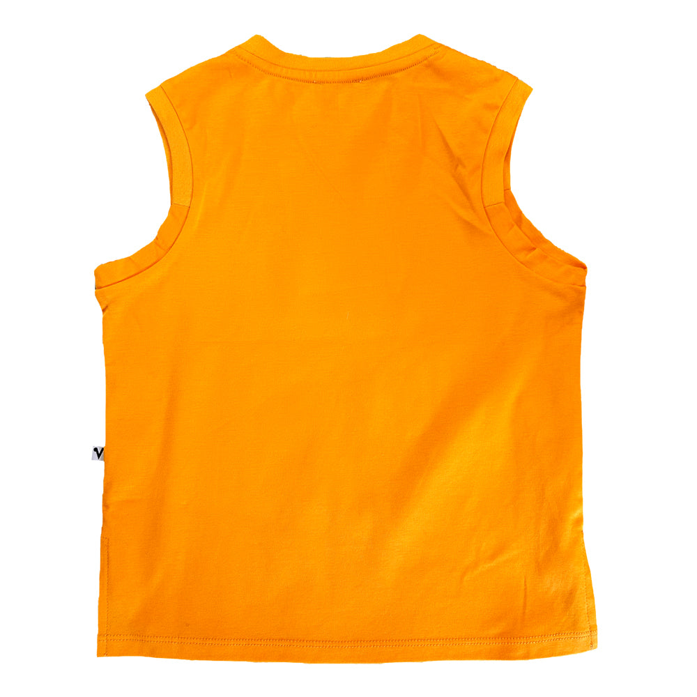 Vauva SS23 Safari - Boys Tiger Embroidered Cotton Vest (Orange)