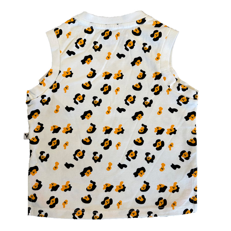 Vauva SS23 Safari - Boys Leopard Print Cotton Vest (Orange)-product image back