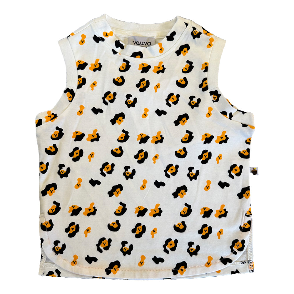 Vauva SS23 Safari - Boys Leopard Print Cotton Vest (Orange)-product image front