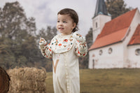 Vauva FW23 - Baby Girl Nordic Style Print Cotton Long Sleeve Romper (White) model front - 2