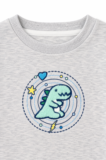 Kids Cosmic Dino Patch Long Sleeve Top
