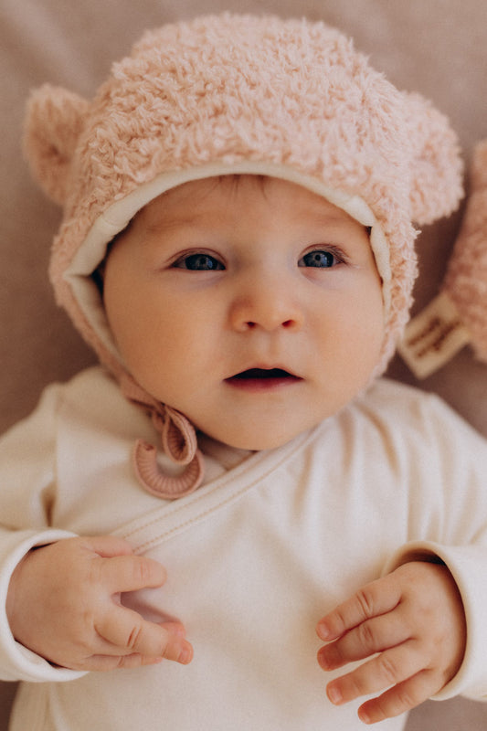 Plush Hat with Teddy Ears with Merino Wool Lining