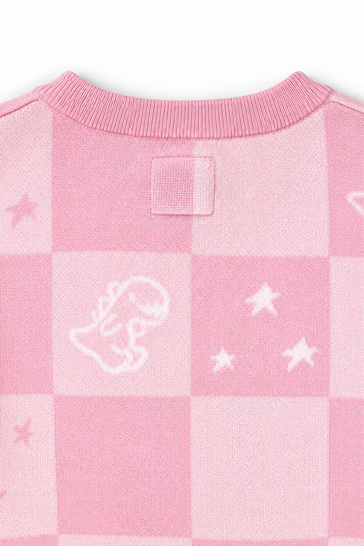 Girls Checkerboard Dino Jacquard Knit Cardigan