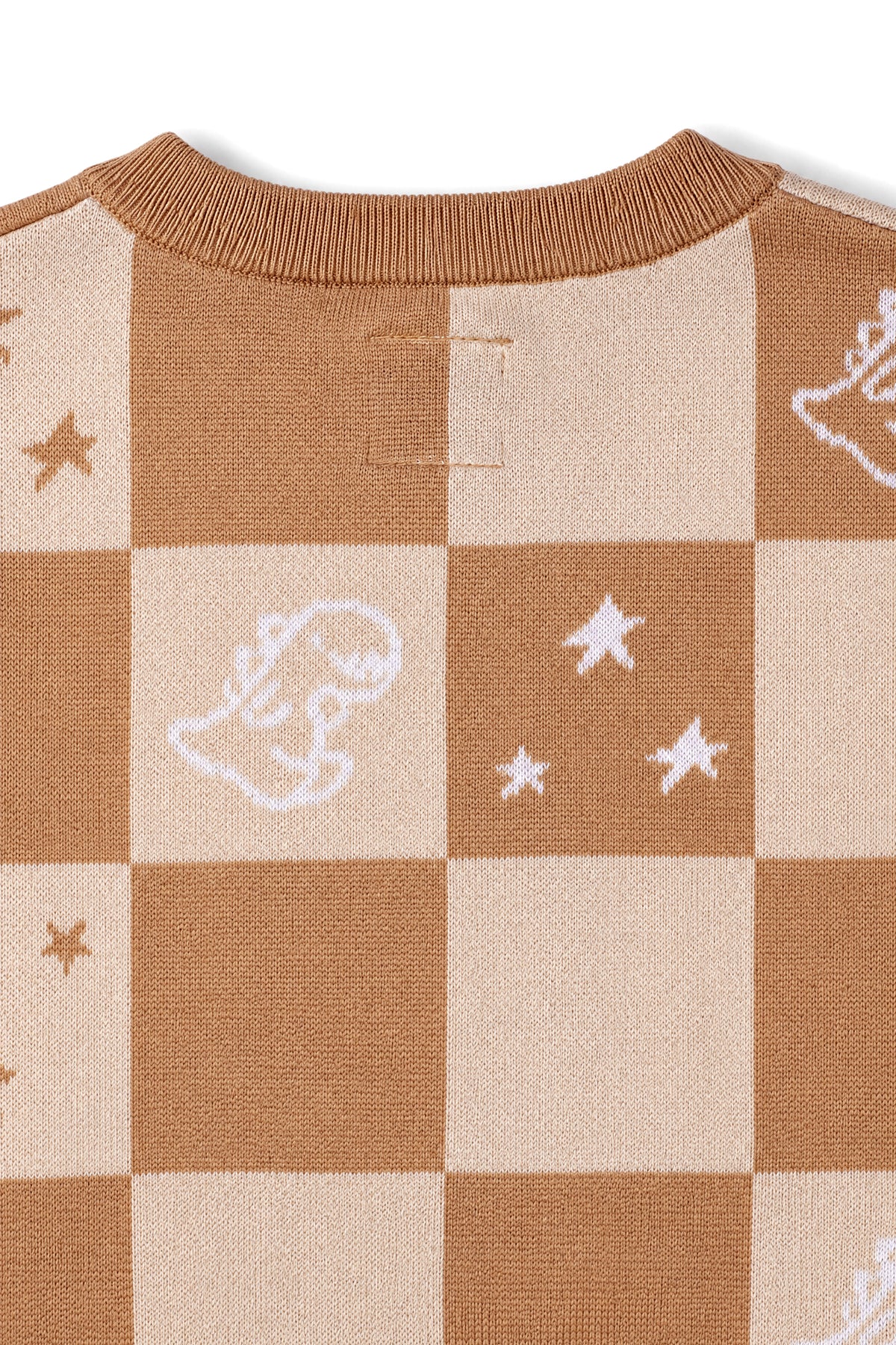 Girls Checkerboard Dino Jacquard Knit Cardigan