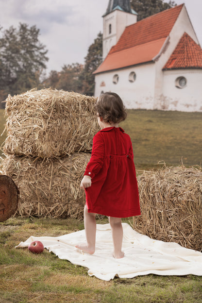 VAUVA Vauva FW23 - Baby Girls Red Corduroy Dress Dresses