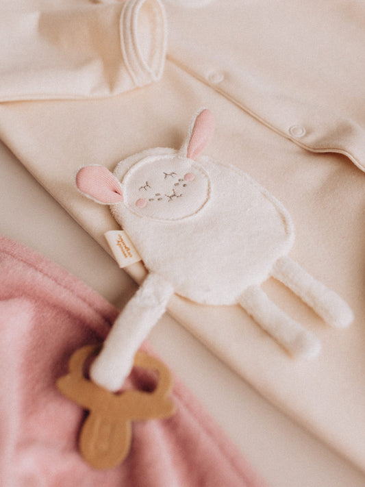 Crinkle Sheep With Wooden Teether