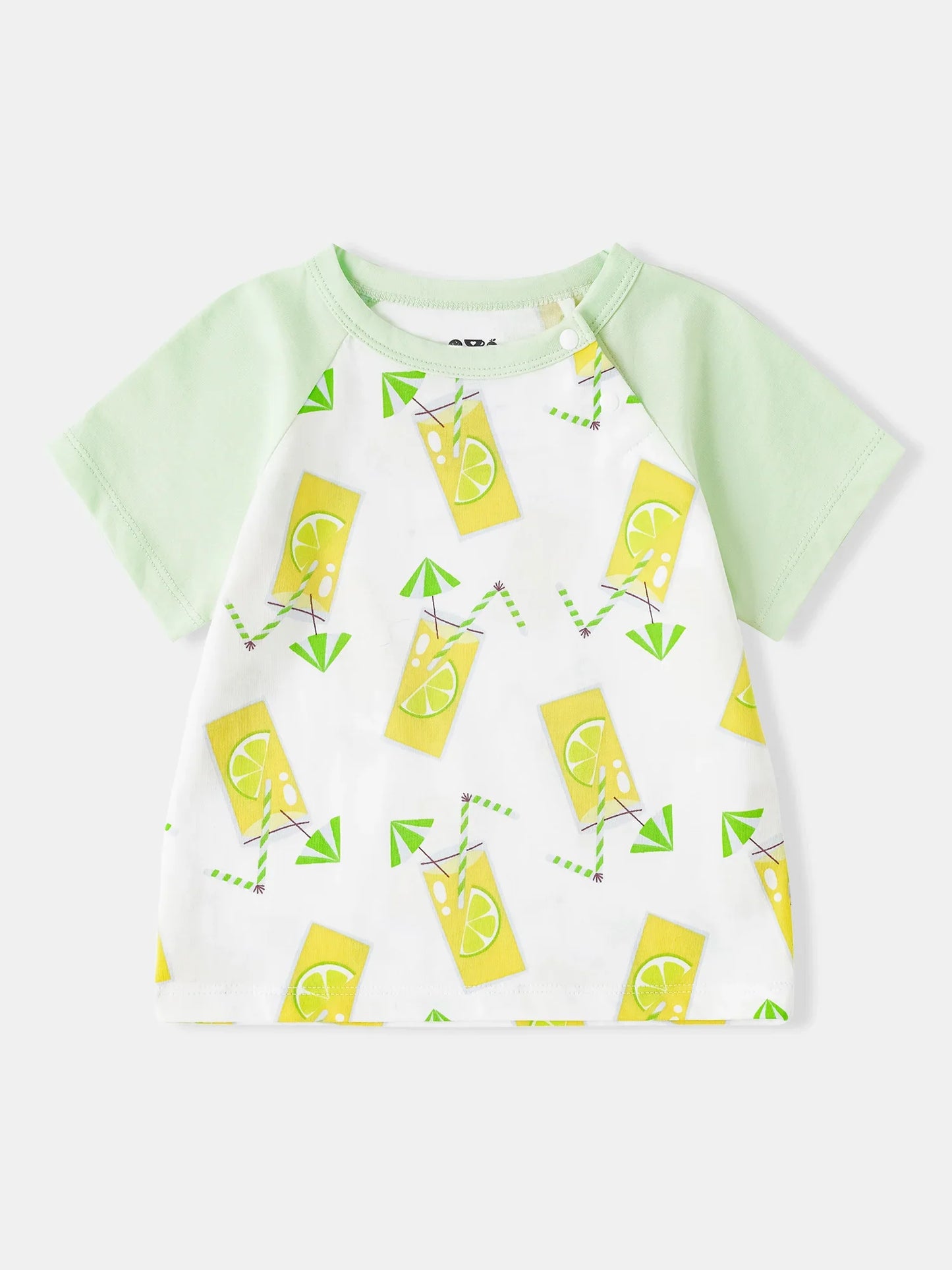 Baby Short Raglan Sleeve All-Over Lemon Tea Print Tee