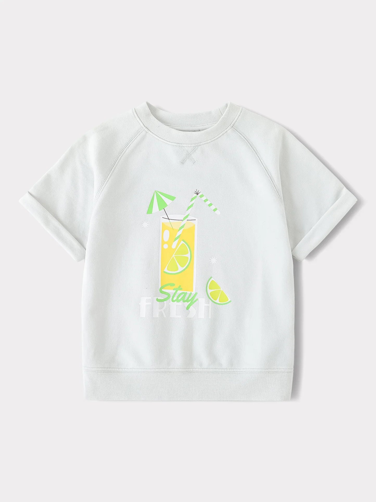 Kid Short Raglan Sleeve Lemon Tea Print Tee