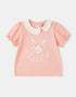 Kid Signature Collar Short Sleeve Bunny Print Tee