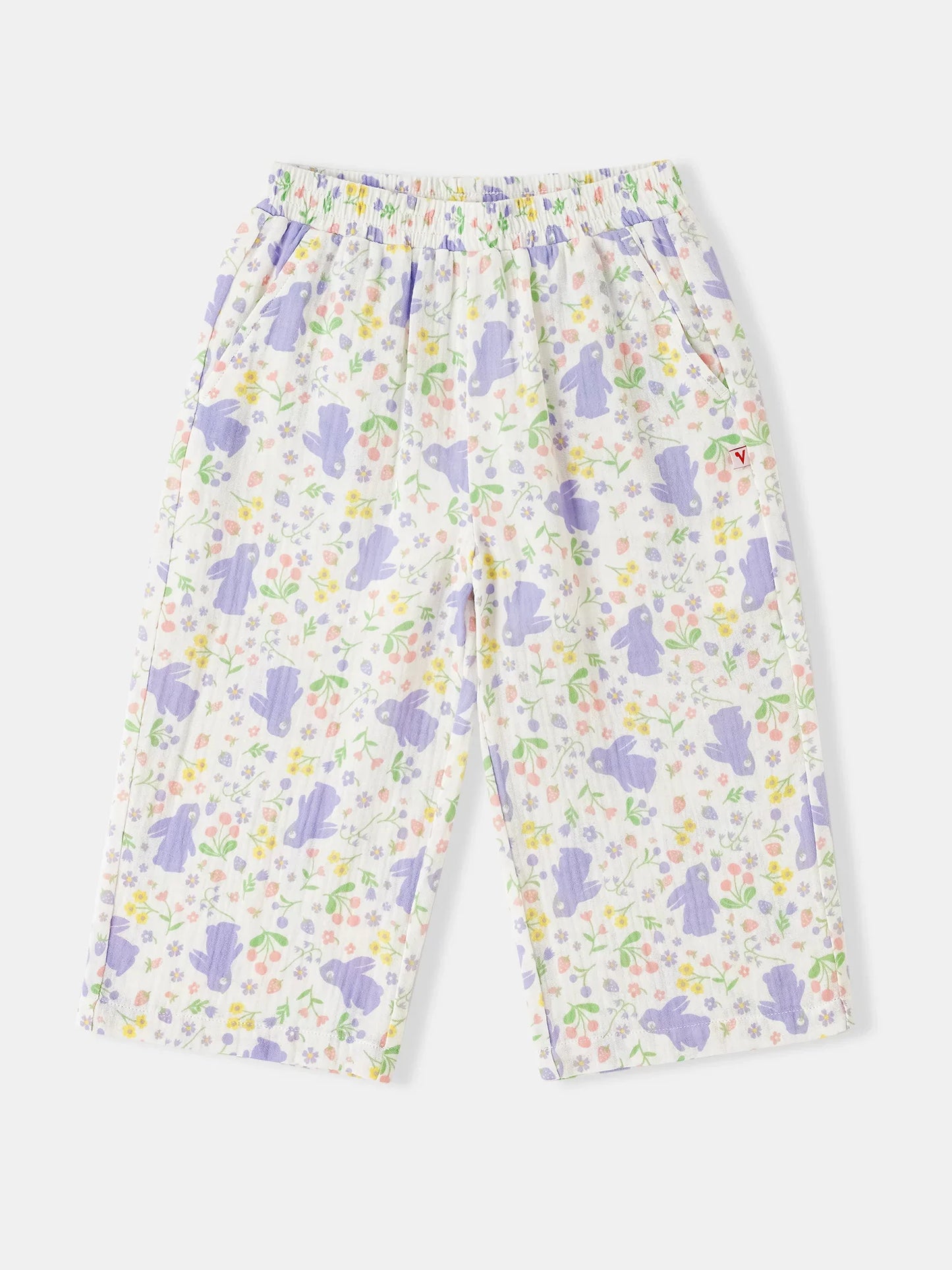 Girls All-Over Bunny Print Flare Pants