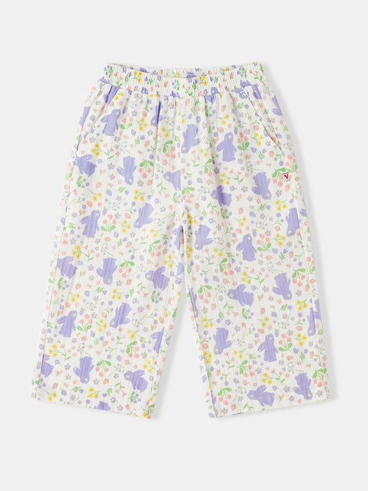 Girls All-Over Bunny Print Flare Pants
