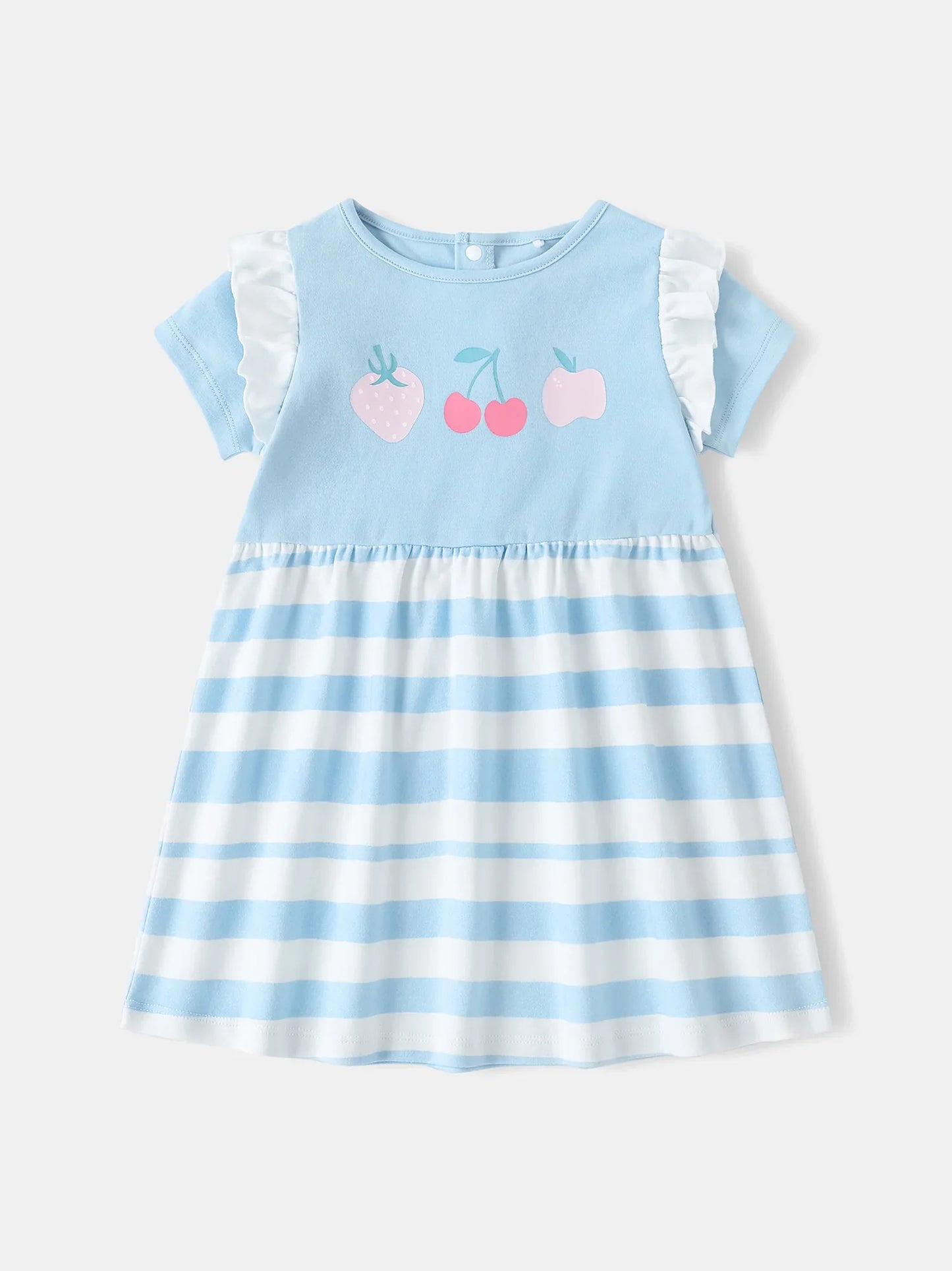 Baby Girls Ruffle Sleeve Berries Print Dress & Knicker Set