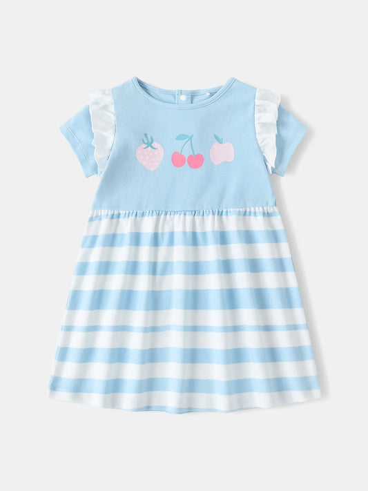 Baby Girls Ruffle Sleeve Berries Print Dress & Knicker Set