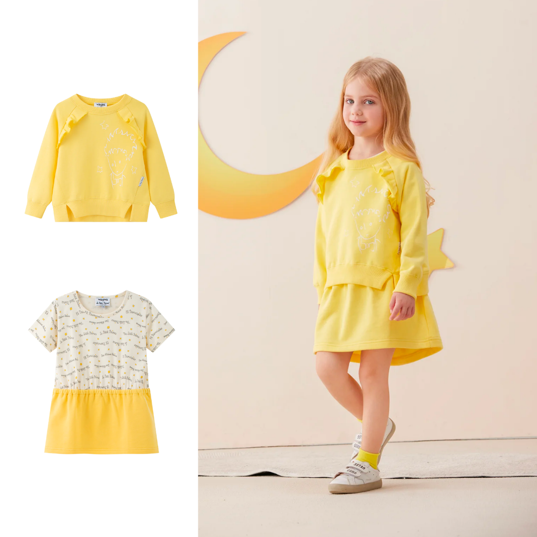 Vauva x Le Petit Prince - Girls Sweater & Dress (2 piece Set/Yellow)-set image