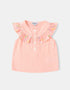 Baby Sleeveless All-Over Bunny Print Ruffle Two-Tone Top
