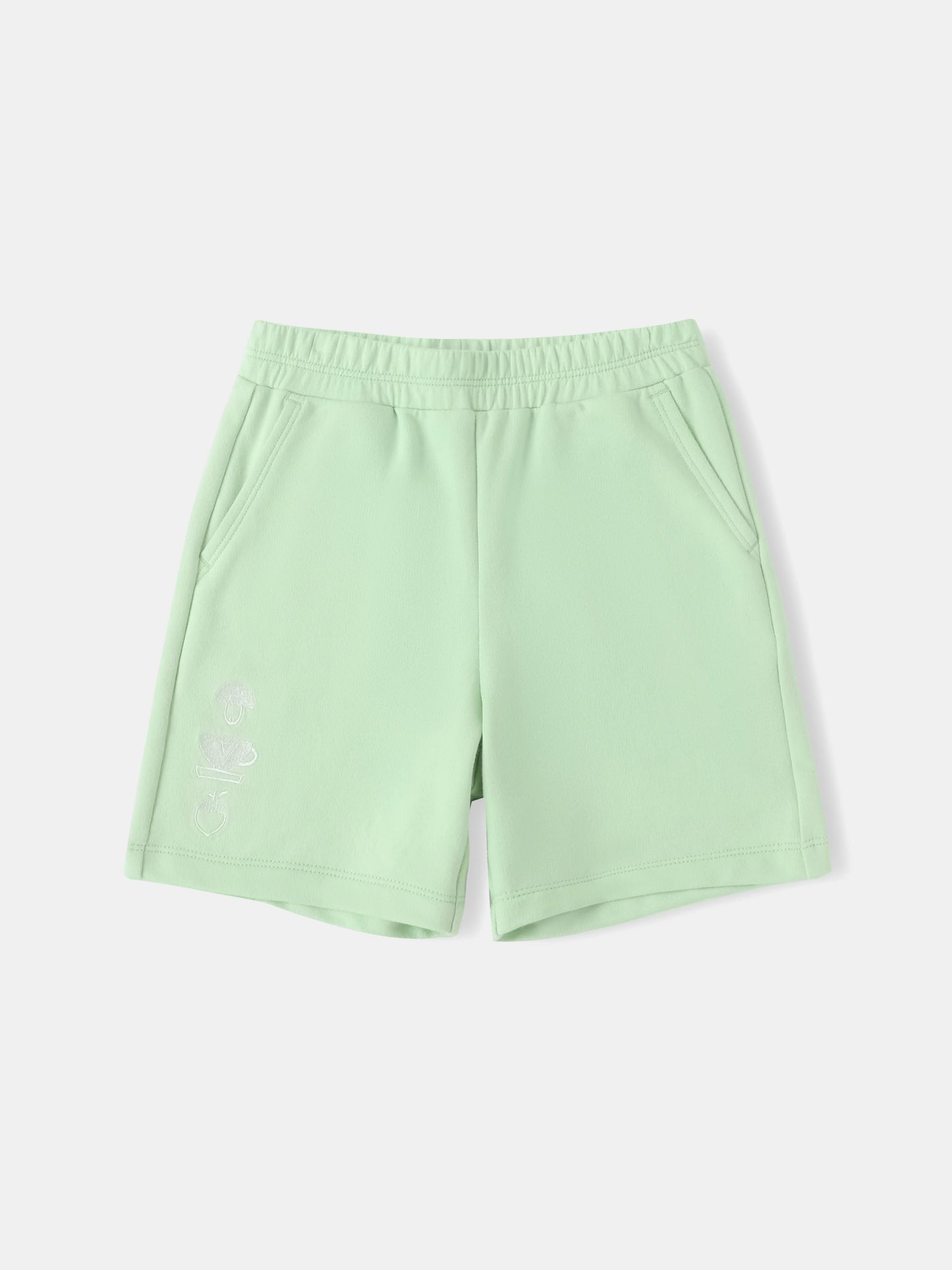 Boys Mint Green Embroidery Sweat Shorts