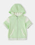 Kid Short Sleeve Logo Embroidery Zipped Hoodie