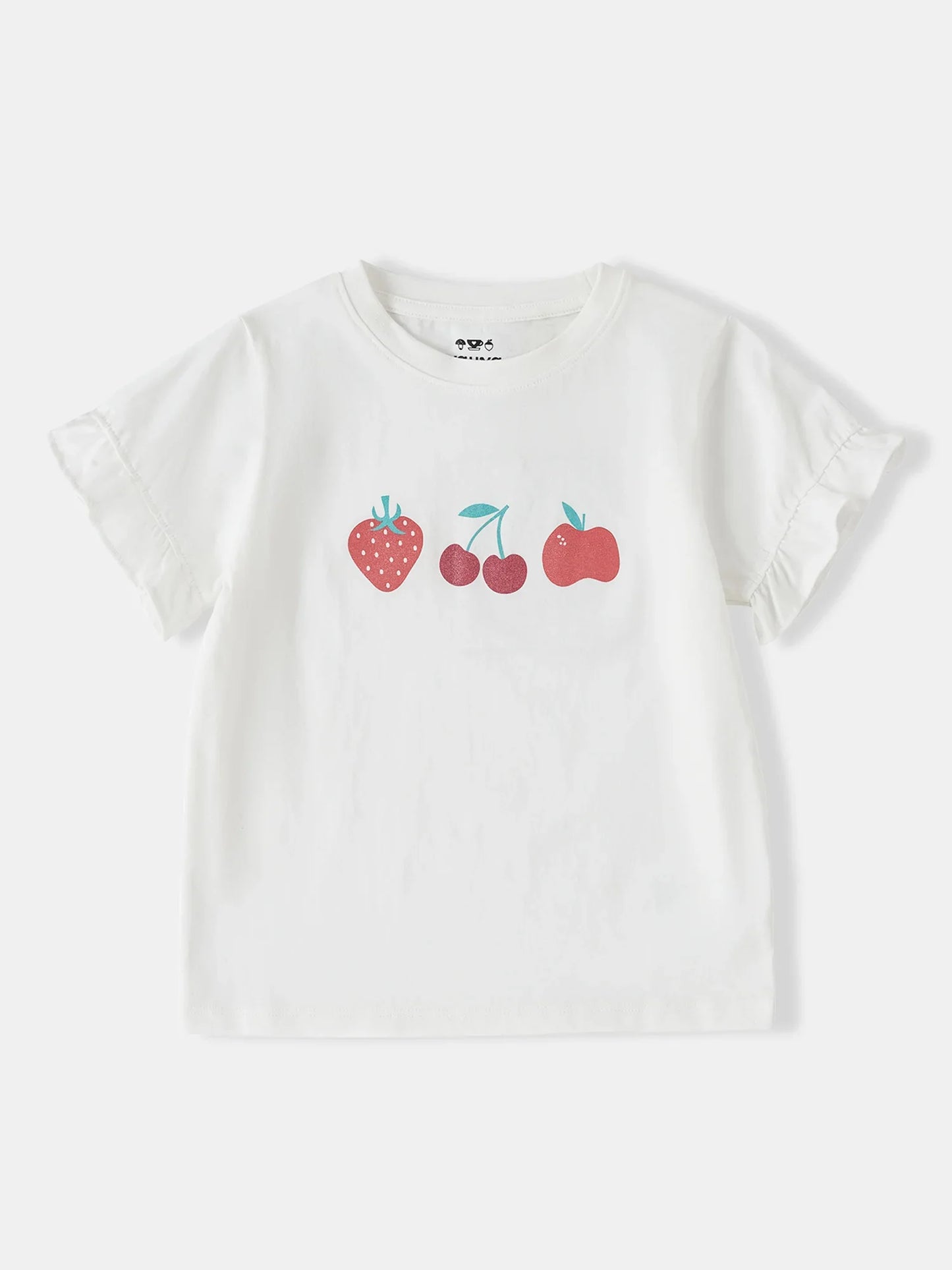 Kid Ruffle Short Sleeve Berries Print Tee