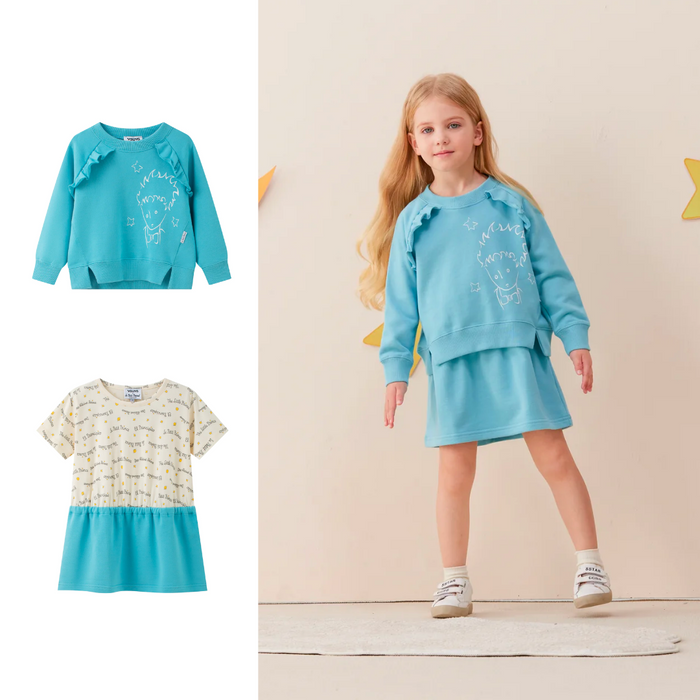 Vauva x Le Petit Prince - Girls Sweater & Dress (2 piece Set/Blue)-set image 