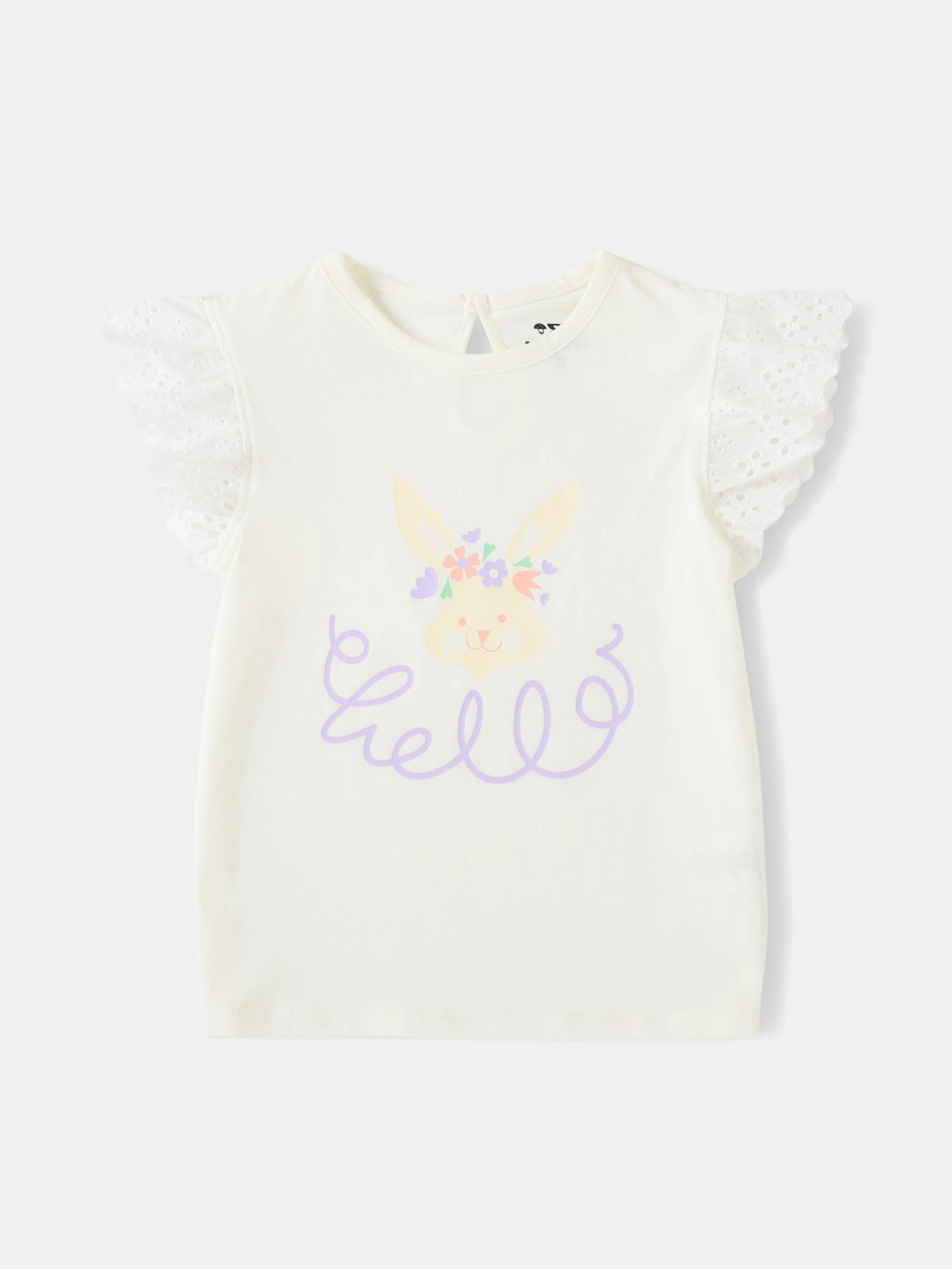 Girls Lace Cap Sleeve Bunny Print Tee