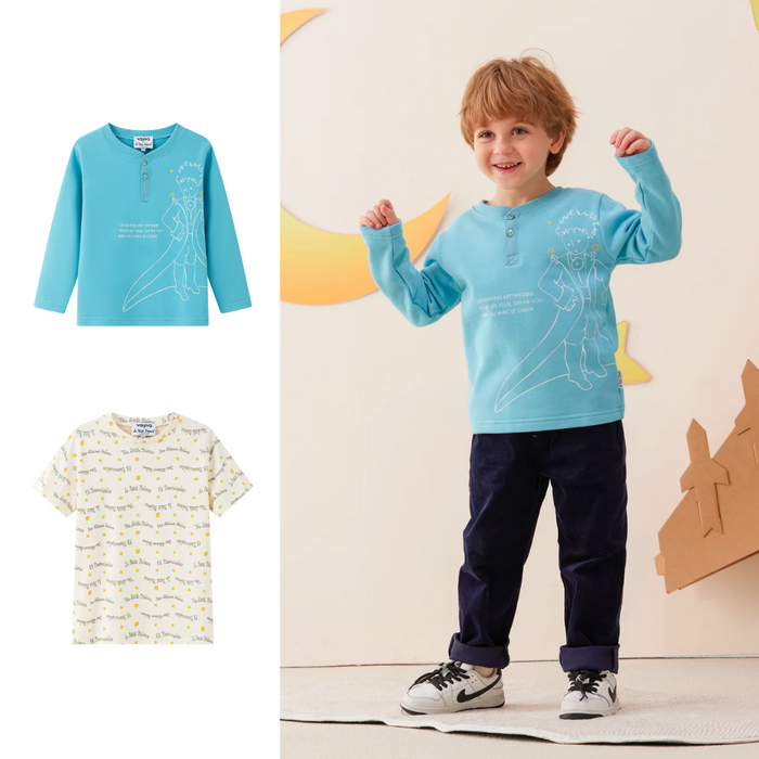 Vauva x Le Petit Prince - Boys Sweater & T-shirt (2 piece Set/Blue)-set image