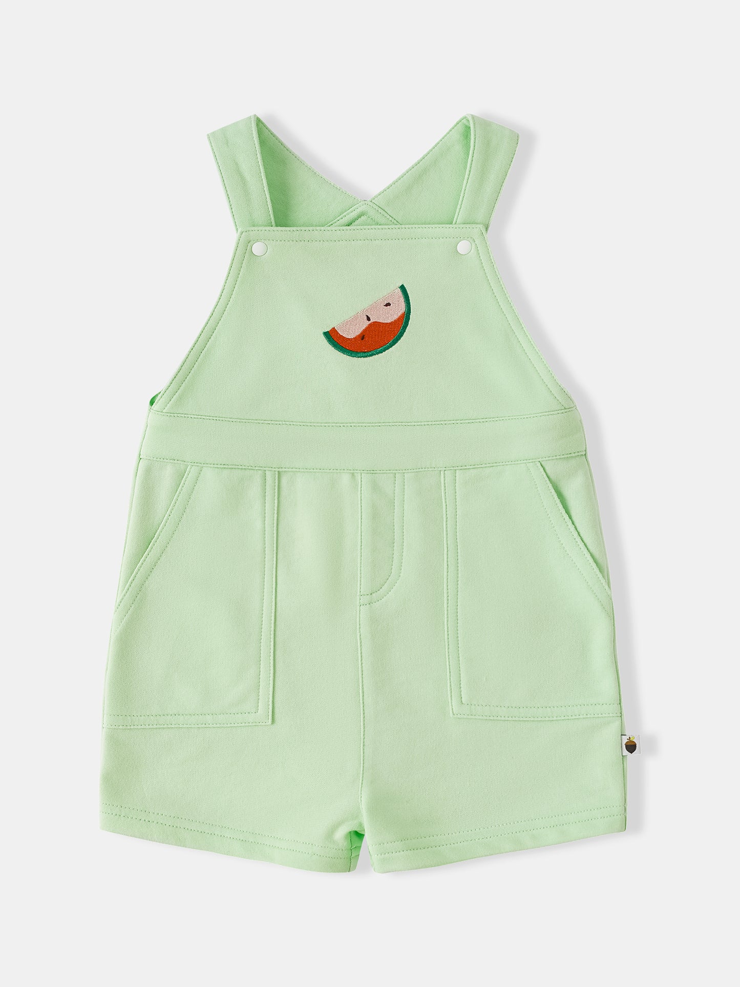 Baby Watermelon Embroidery Dungaree Shorts