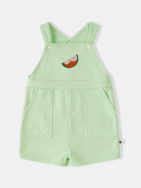 Baby Watermelon Embroidery Dungaree Shorts