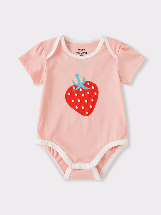 Baby Short Sleeve Strawberry Print Bodysuit