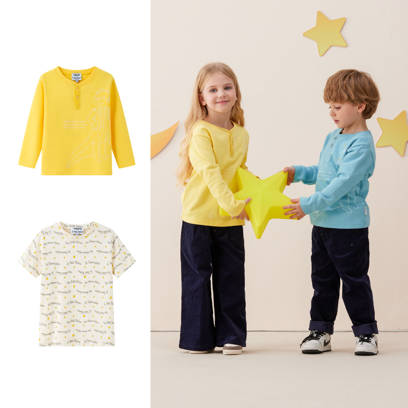 Vauva x Le Petit Prince - kids Sweater & T-shirt (2 piece Set/Yellow)- set image