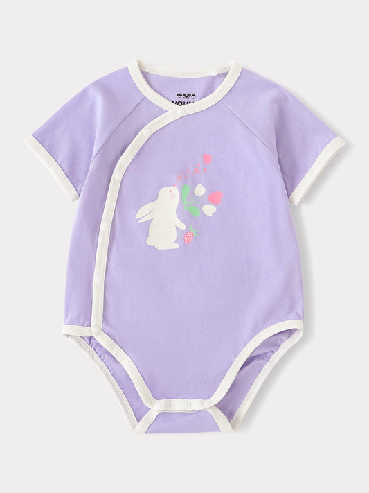 Baby Girls Short Sleeve Bunny Print Bodysuit