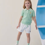 VAUVA Vauva SS24 - Girls Knitted Polo Sweater (Pastel Green) Sweater