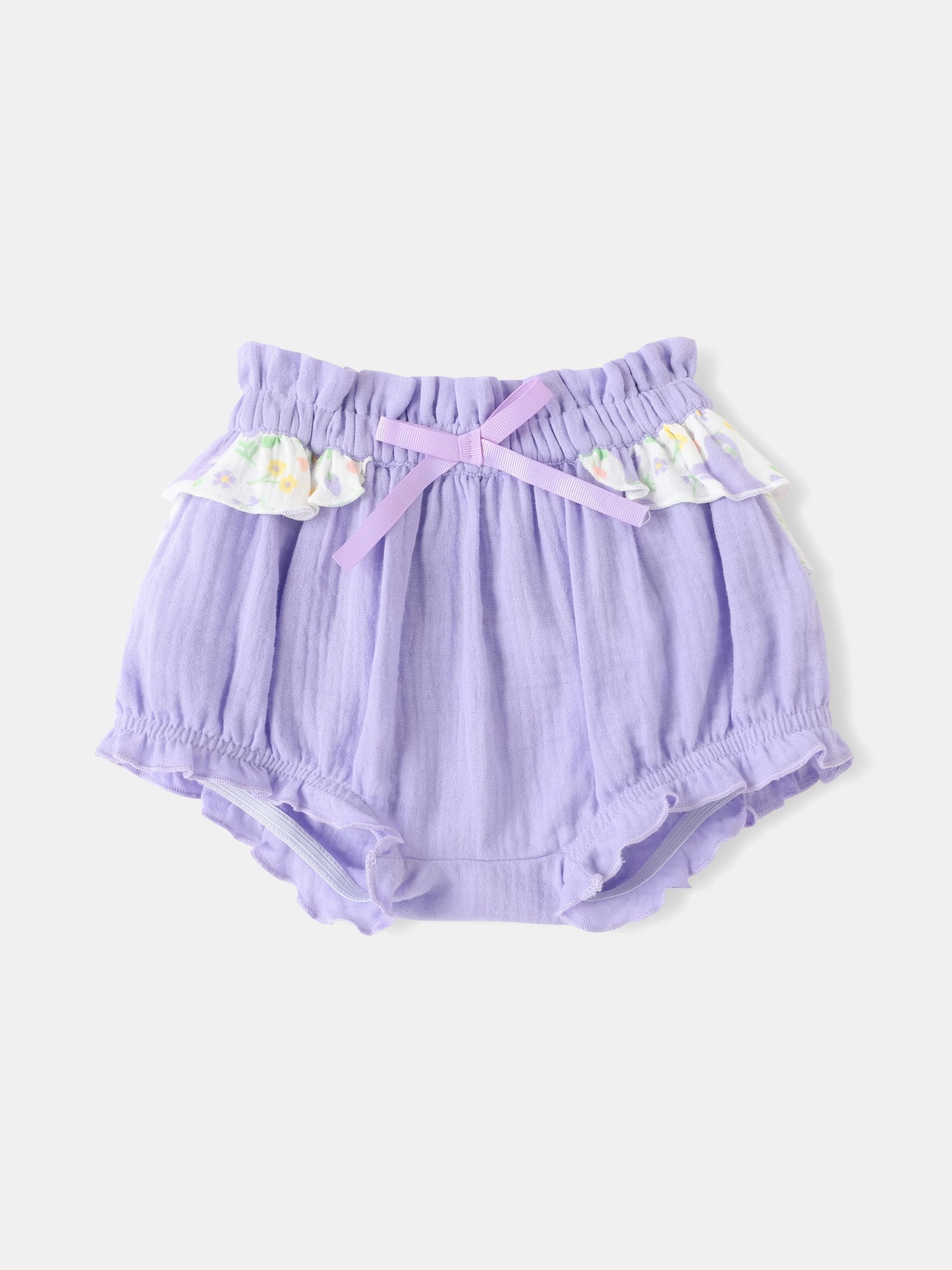 Baby Girls All-Over Bunny Print Two-Tone Frilly Shorts
