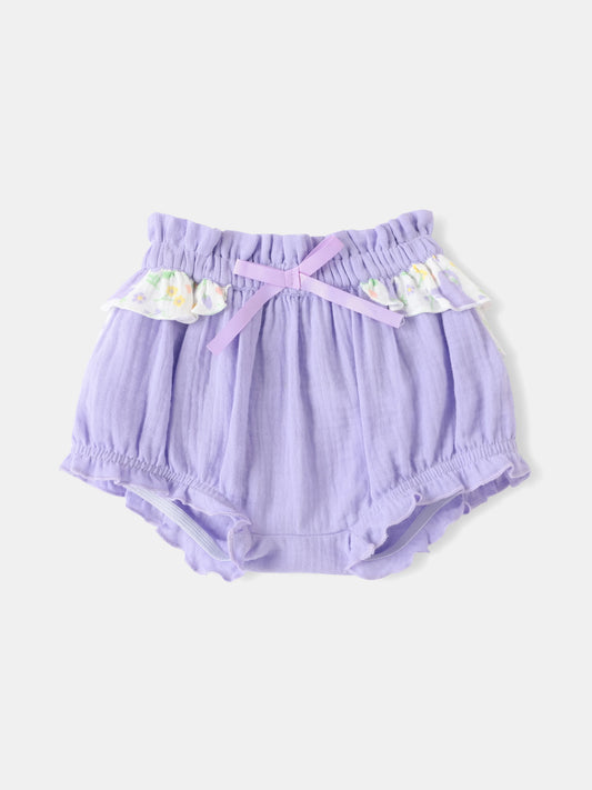 Baby Girls All-Over Bunny Print Two-Tone Frilly Shorts