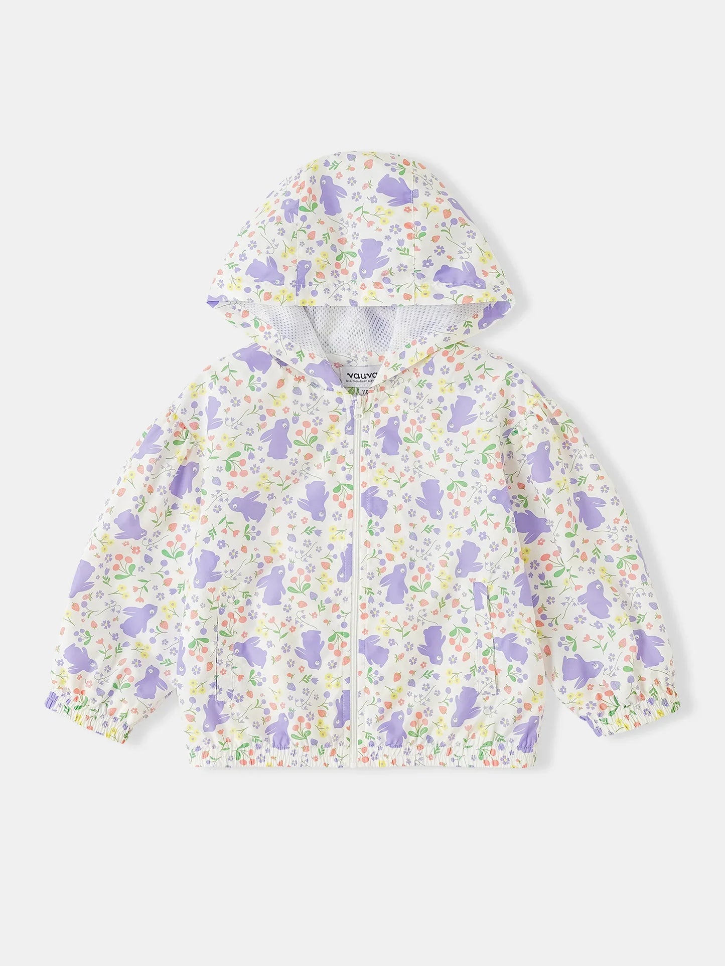 Girls All-Over Bunny Print Frills Zipped Windbreaker