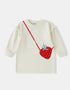 Girls Long Sleeve Strawberry Applique Sweatdress