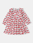 Girls Long Puff Sleeve All-Over Berries Print Dress
