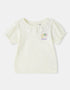 Girls Lace-Trimmed Collar Short Puff Sleeve Bunny Print Tee