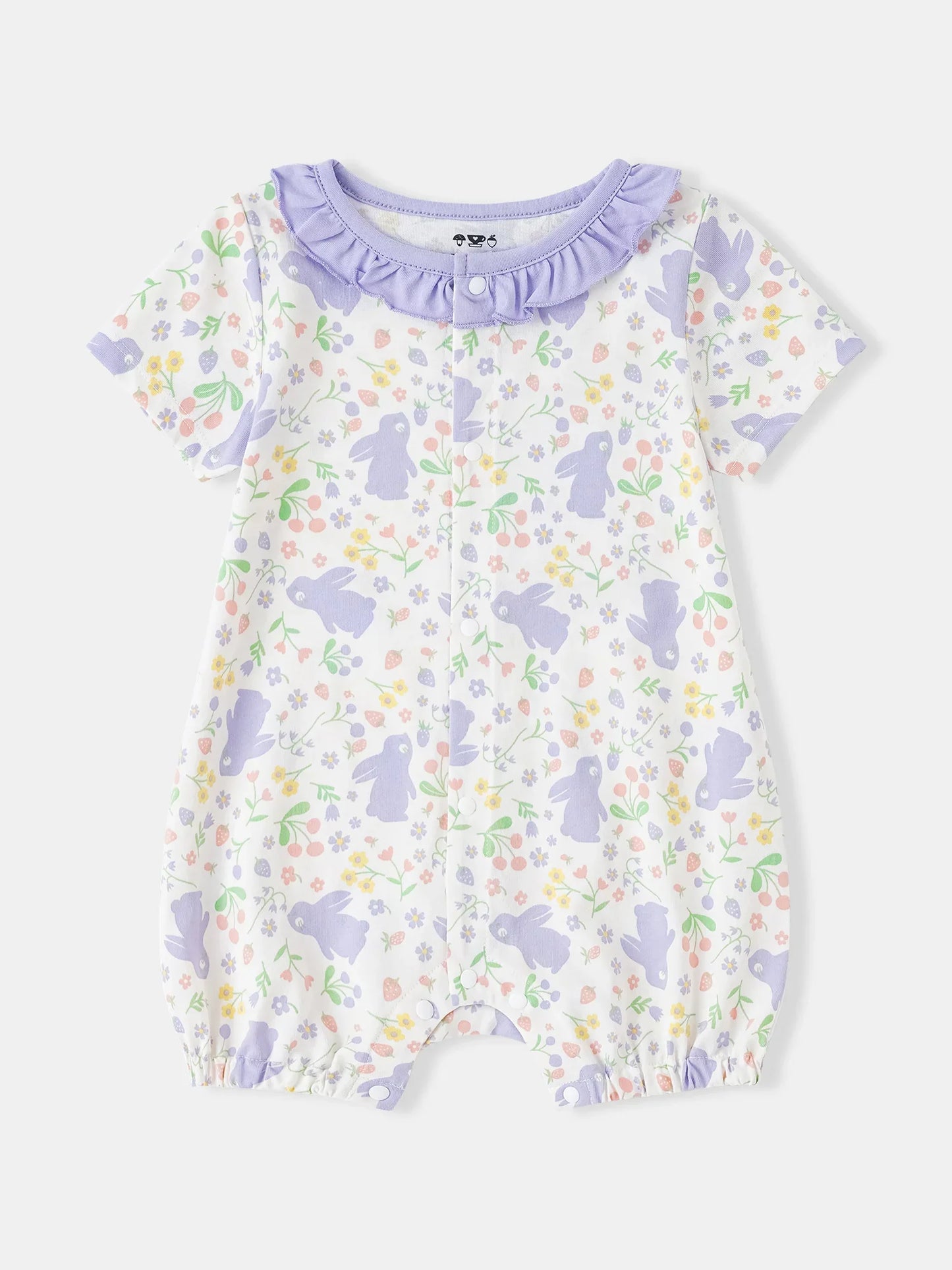 Baby Ruffle Collar All-Over Bunny Print Romper