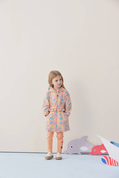 VAUVA Vauva SS24 - Toddler Girl Ocean All Over Print with UV Protection Windbreaker -Sand Pink Windbreaker