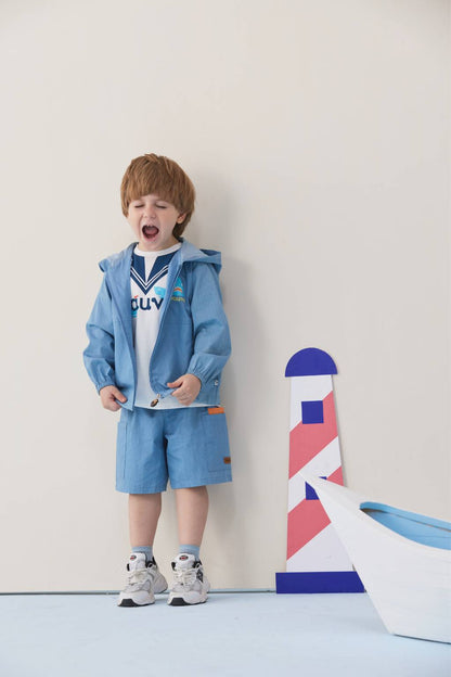 VAUVA Vauva SS24 - Toddler Shark Plain Print Jacket - Blue Jacket